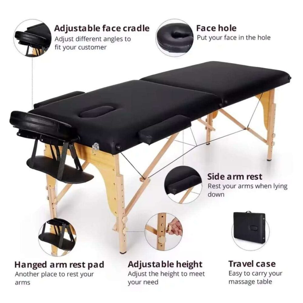 2-Folding Portable Massage Table – Professional Wooden Spa & Lash Bed